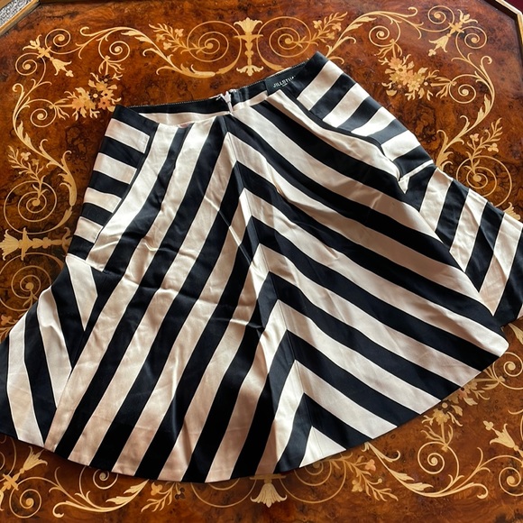 JILL STUART COLLECTION peach & black striped silk mini skirt sz2 waist ~25” - Picture 1 of 8